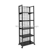 Movable Gridwall 5-Shelving Freestanding Gondola Display Metal Advertising Supermarket Shelf